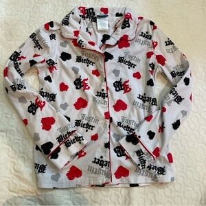Y2K Rare Justin Bieber Girls Pajama Top Only Medium 8/10 Button Up